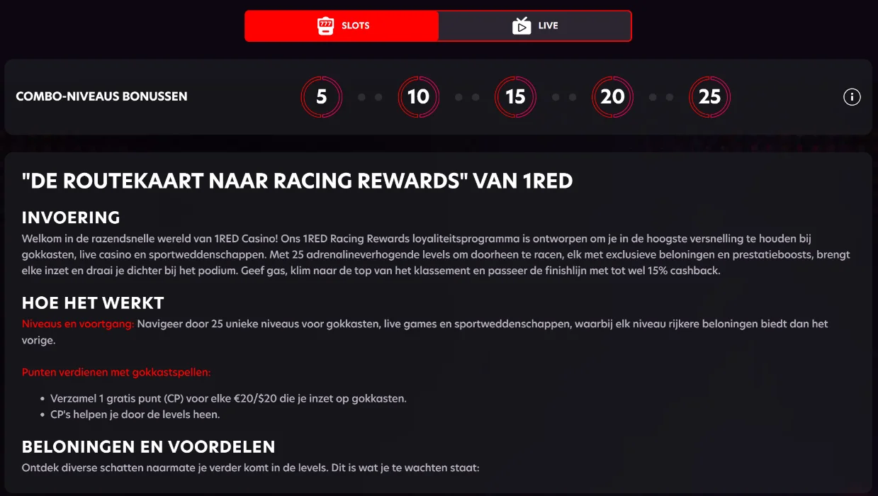 1RED Casino VIP-programma